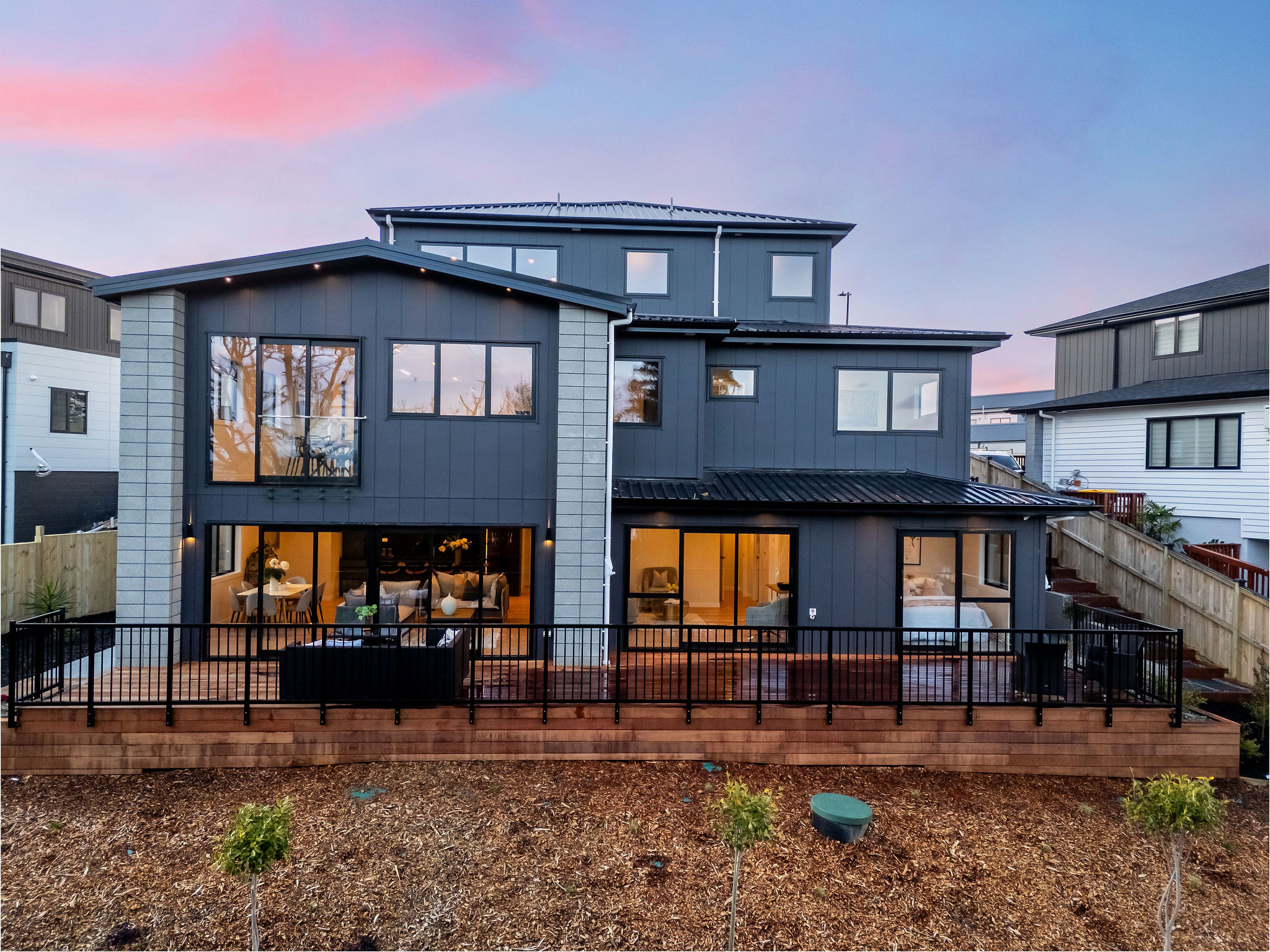 Rear elevation with upper storey and outdoor living