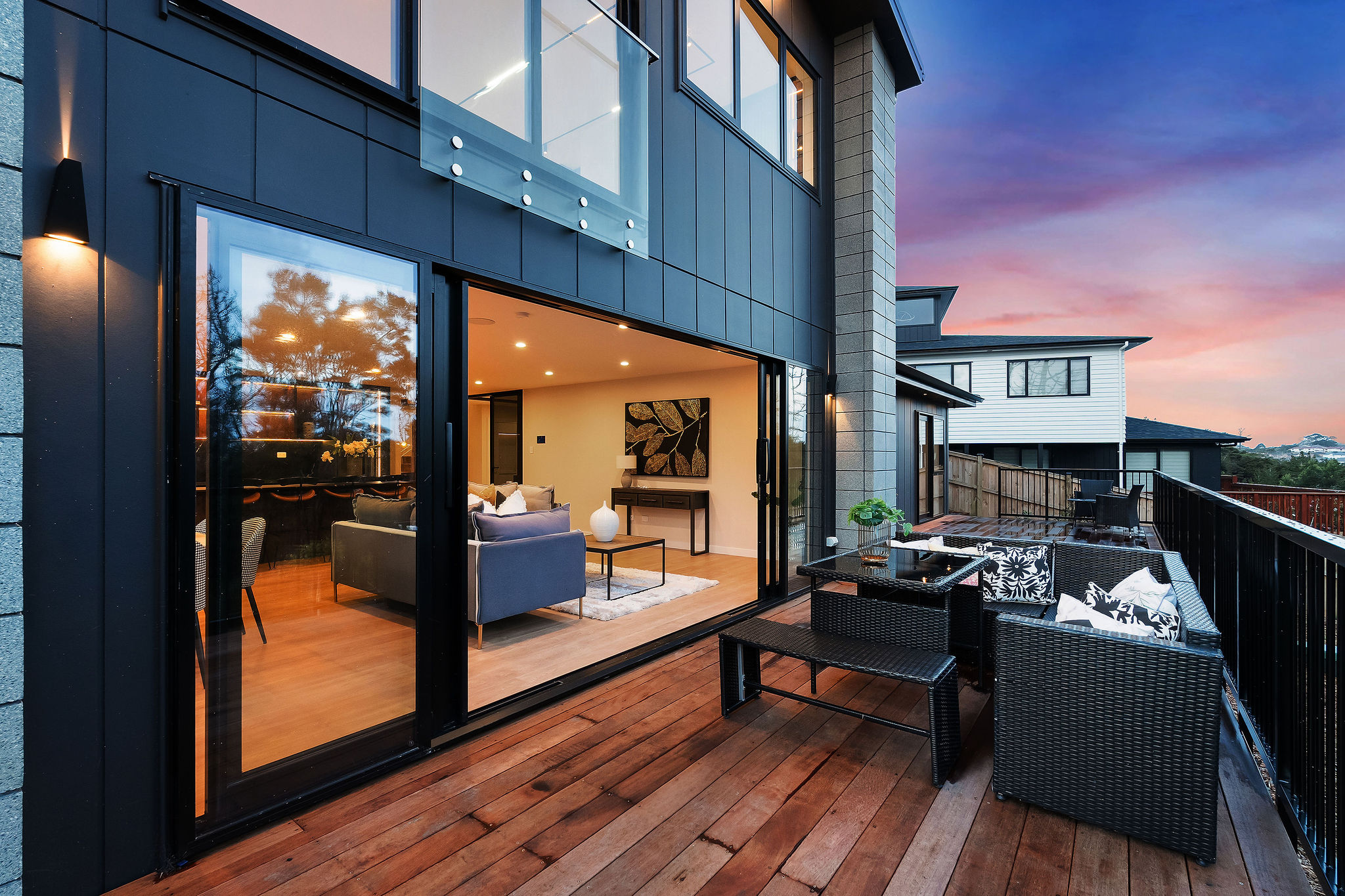 Deck opening directly from the living spaces
