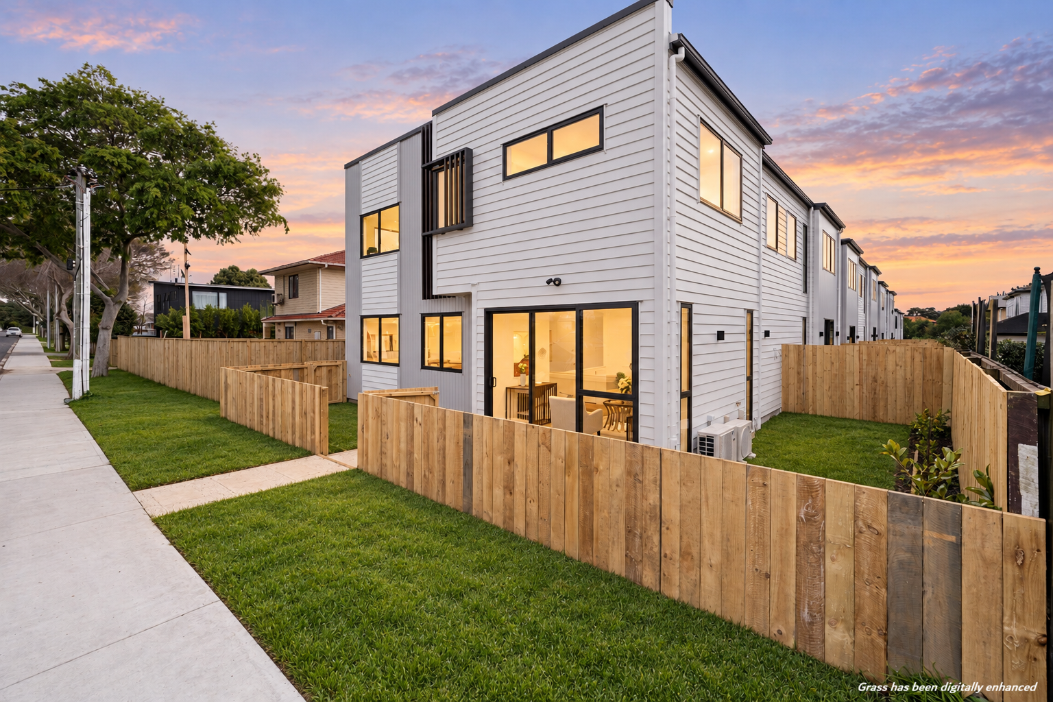 Street frontage of the completed townhouses at 166 Princes Street East