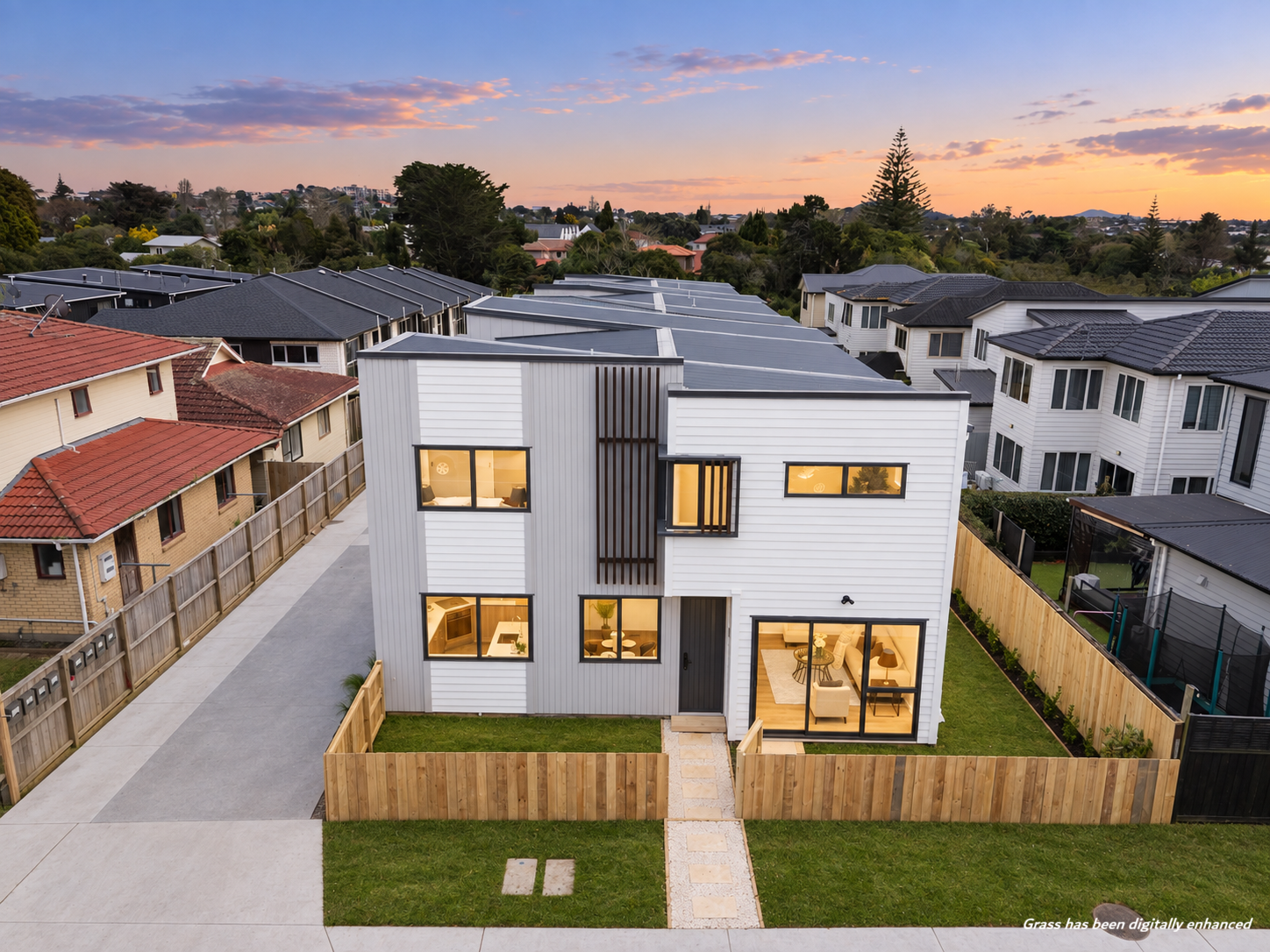 Roadside view of the Ōtāhuhu townhouse development