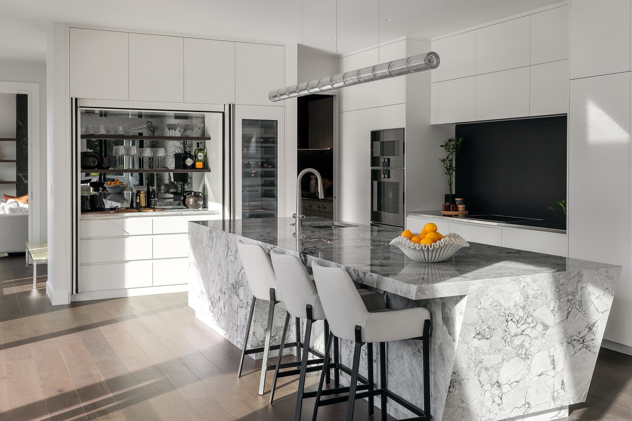 Kitchen island and integrated joinery
