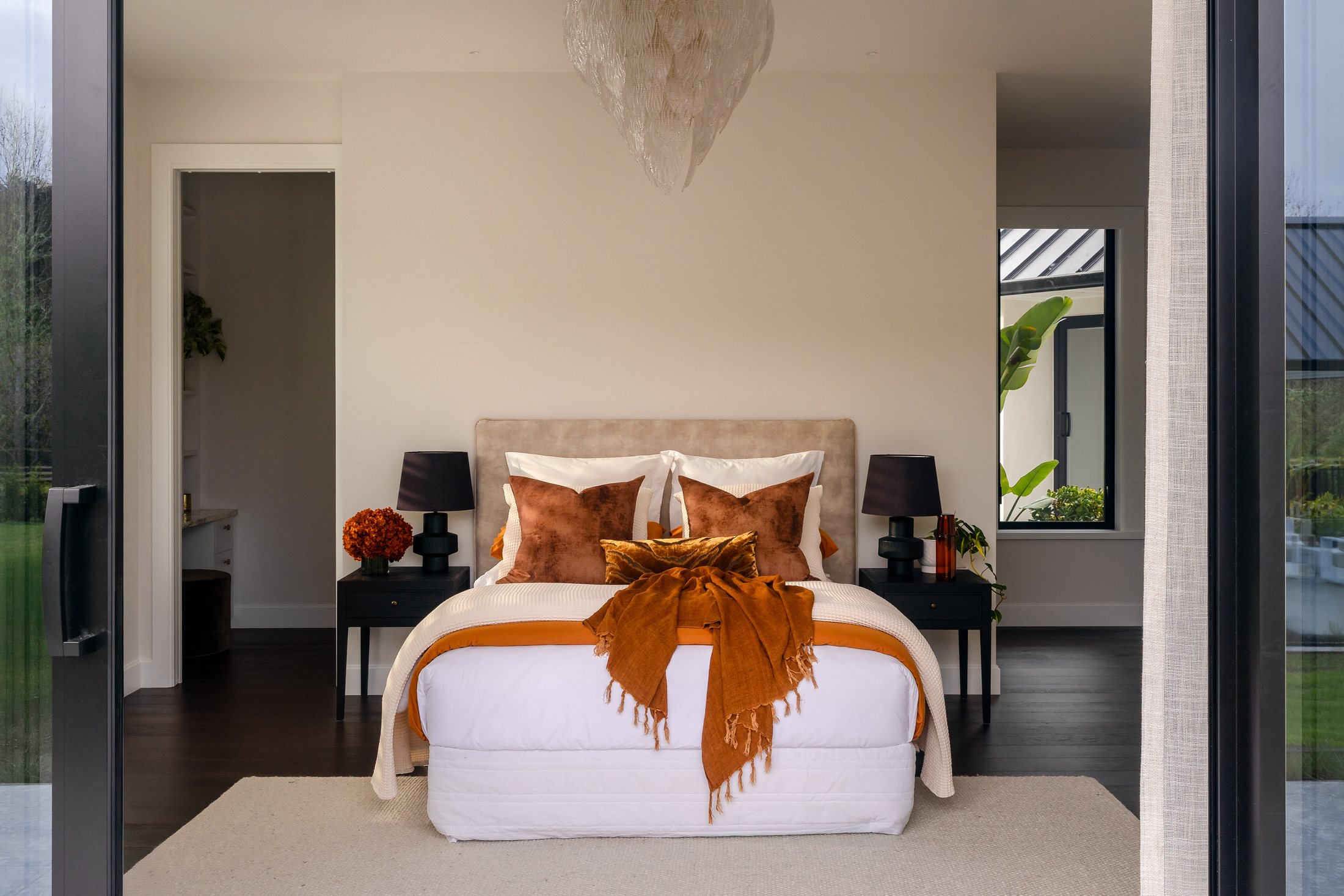 Bedroom opening to a private courtyard