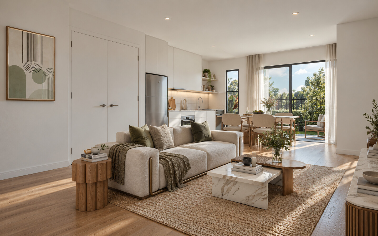Light-filled living room within a 34 Mascot Avenue apartment